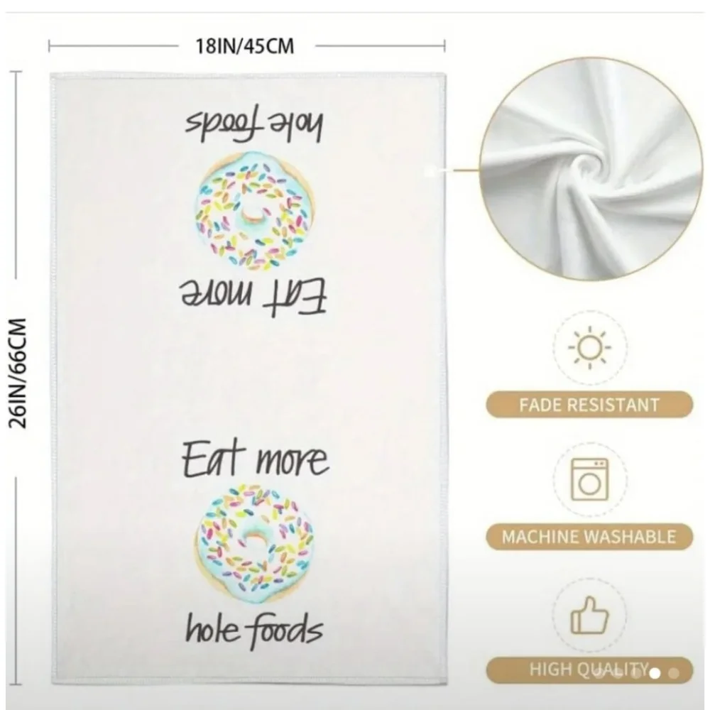 Donut Kitchen Towel Set, White, Blue